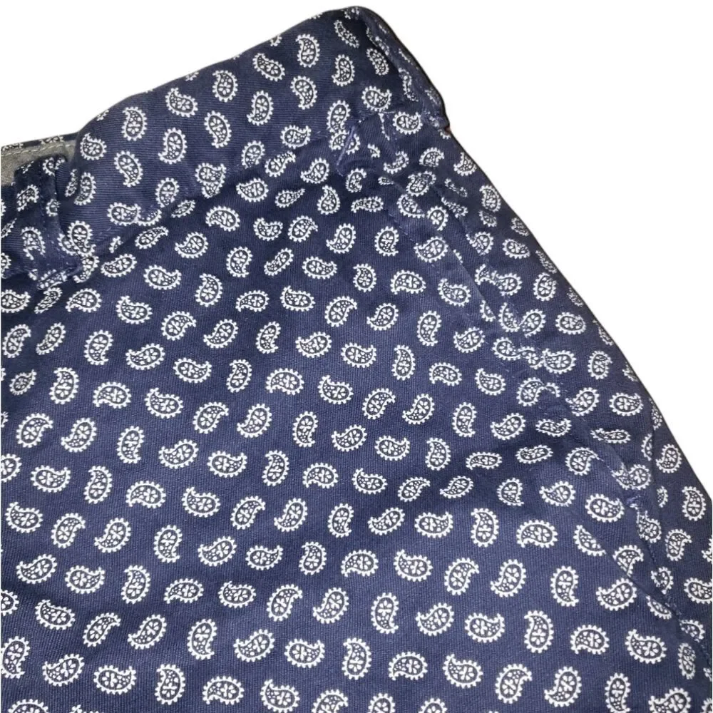 J. CREW Mens Paisley Stretch Cotton Shorts In Deep Baltic 33 style h7386